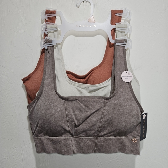 NWT! Set of 3 Danskin Bralettes in Brown Cream Terracotta Brand New X3 Bra - Picture 3 of 6